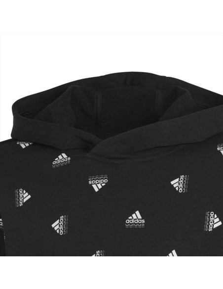 Felpa nera adidas con cappuccio Brand Love Allover Print