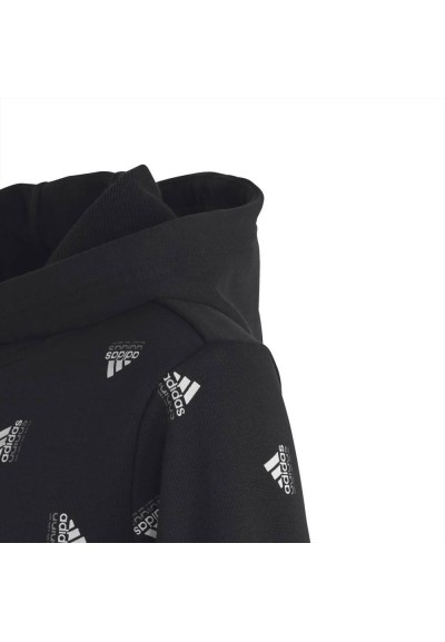 Felpa nera adidas con cappuccio Brand Love Allover Print