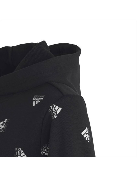 Felpa nera adidas con cappuccio Brand Love Allover Print