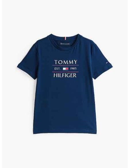 T-Shirt tommy flag hilfiger reg tee ss, ragazzo blu  - Vendita online 