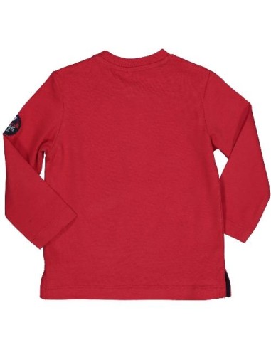 T-shirt bambino rossa a maniche lunghe con stampe outdoor.  - Vendita  2