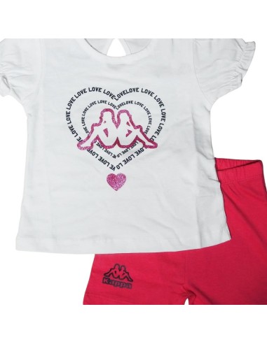 Completo T-Shirt kappa, Bambina bianco e fuxia.  - Vendita Moda sporti 2