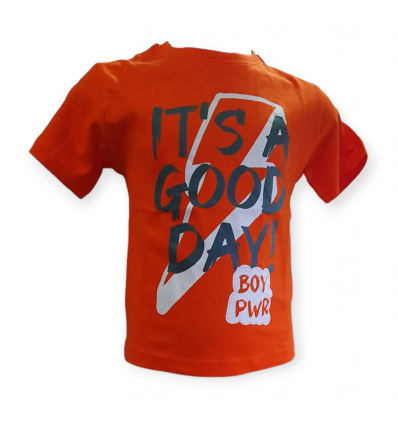 T-Shirt arancione bimbo con stampa davanti