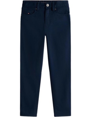 Pantalone Tommy Hilfiger in twill blu stile semplice da ragazzo.  - Ve