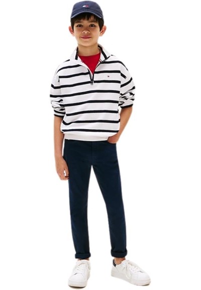 Pantalone Tommy Hilfiger in twill blu stile semplice da ragazzo.  - Ve