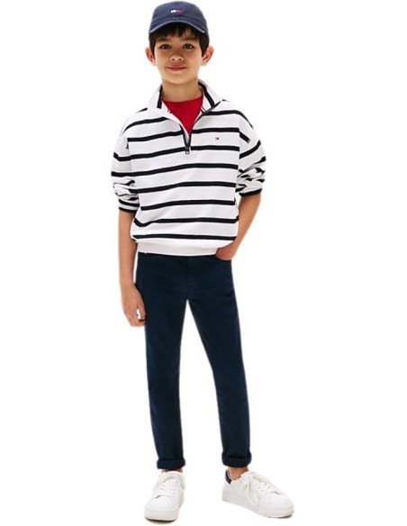 Pantalone Tommy Hilfiger in twill blu stile semplice da ragazzo.  - Ve