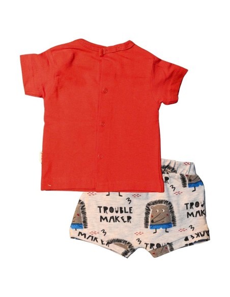 Completo babybol, bambino t-shirt rossa+short stampa riccio*  - Vendit