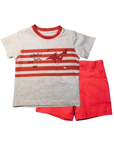 Completo losan, bambino stampa squalo grigio-rosso*.  - Vendita Moda s