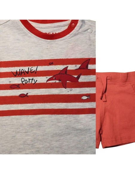 Completo losan, bambino stampa squalo grigio-rosso*.  - Vendita Moda s
