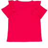 T-Shirt rosa in cotone fiammato con volant su spalle