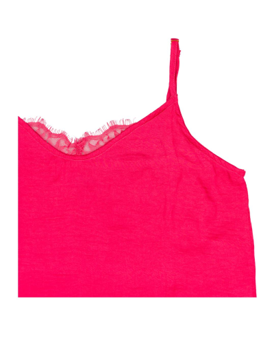 Canotta donna effetto seta con dettagli in pizzo  - Vendita Moda sport 2