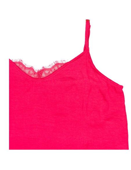 Canotta donna effetto seta con dettagli in pizzo  - Vendita Moda sport