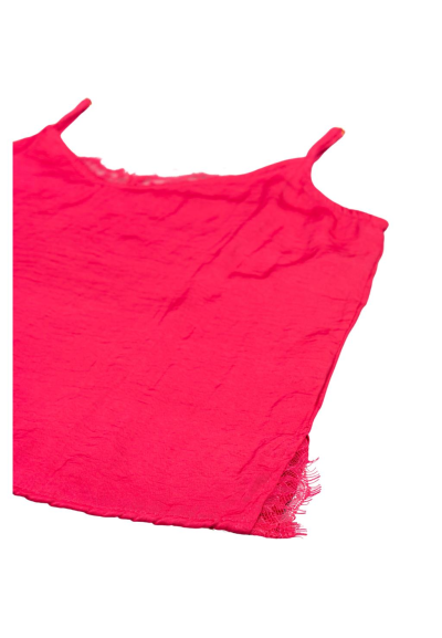 Canotta donna effetto seta con dettagli in pizzo  - Vendita Moda sport