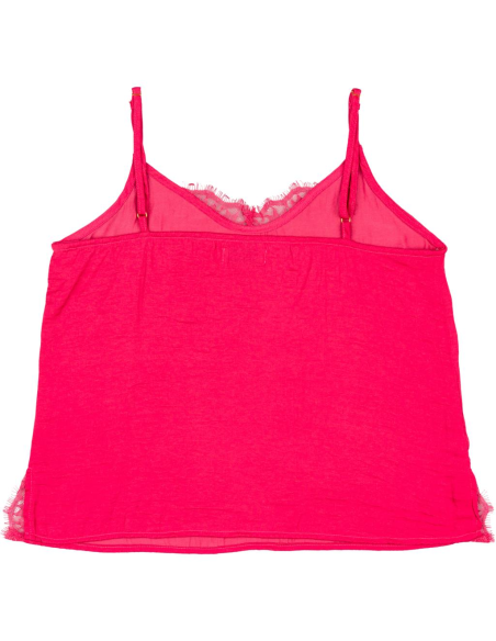 Canotta donna effetto seta con dettagli in pizzo  - Vendita Moda sport