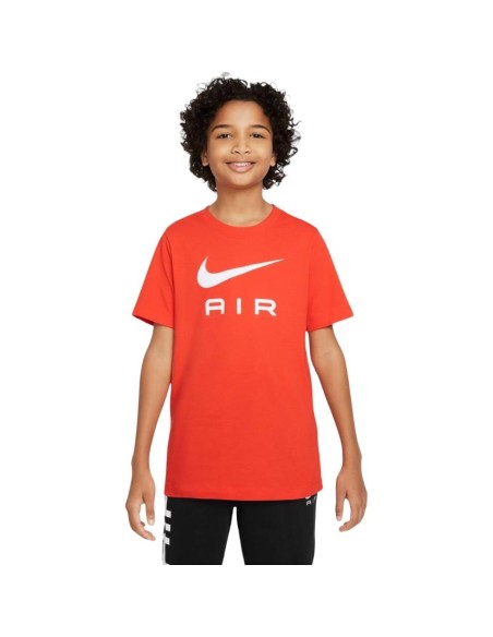 Maglietta air nike Rossa Unisex da ragazzo in fresco Cotone, stile Urb