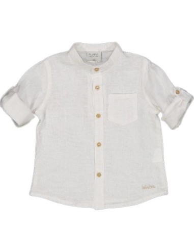 Camicia bambino collo coreana, bianca.  - Vendita Moda sportiva