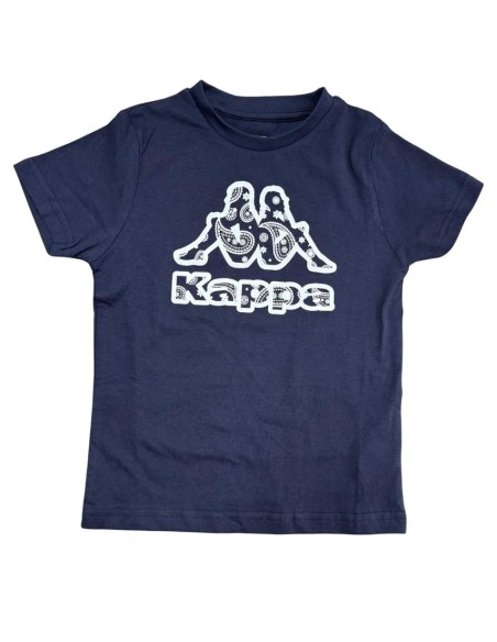 T-shirt Kappa Bambino Blu Navy – Logo Paisley  - Vendita Moda sportiva