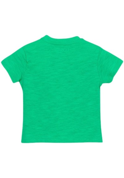 T-shirt Baby LOSAN Verde Safari con Stampa Animale e Bottoni Laterali 