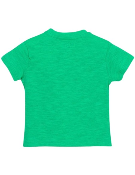 T-shirt Baby LOSAN Verde Safari con Stampa Animale e Bottoni Laterali 