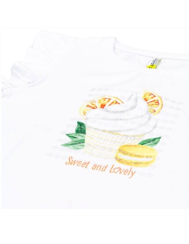 T-Shirt bambina bianca con maniche volant.  - Vendita Moda sportiva 2
