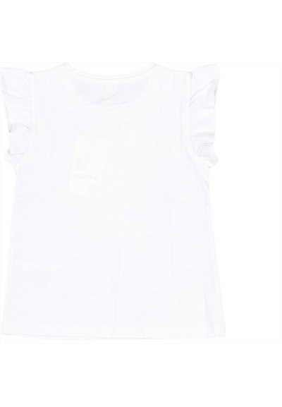 T-Shirt bambina bianca con maniche volant.  - Vendita Moda sportiva