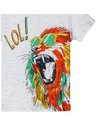 T-shirt neonato LOSAN con stampa leone e scritta "LOL!" in cotone grig 2