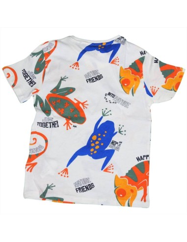T-shirt Bianca con Fantasia Tropicale per Bambini  - Vendita Moda spor 2