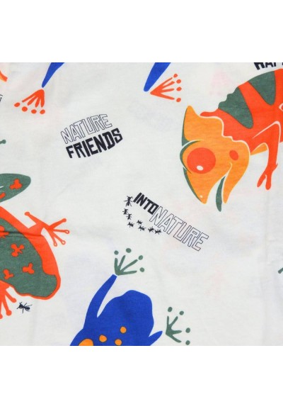 T-shirt Bianca con Fantasia Tropicale per Bambini  - Vendita Moda spor