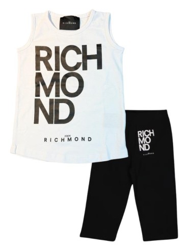 Set Estivo Bambina John Richmond con Canotta Bianco Nero  - Vendita Mo