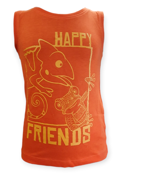 Canotta arancione bimbo con stampa dinosauro  - Vendita Moda sportiva