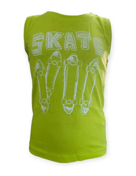 Canotta verde bimbo con stampa skate  - Vendita Moda sportiva