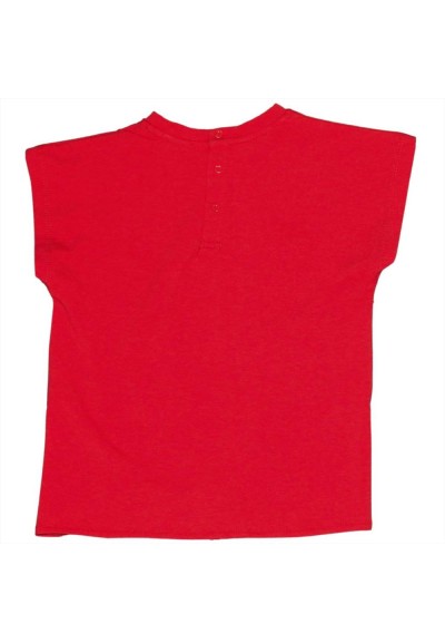 T-shirt neonata rossa con dettaglio annodato  - Vendita Moda sportiva