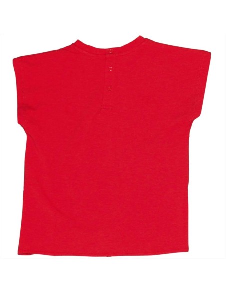 T-shirt neonata rossa con dettaglio annodato  - Vendita Moda sportiva