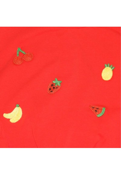 T-shirt neonata rossa con dettaglio annodato  - Vendita Moda sportiva