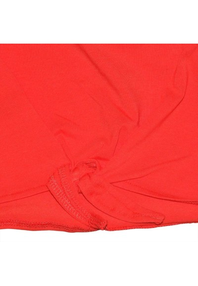 T-shirt neonata rossa con dettaglio annodato  - Vendita Moda sportiva