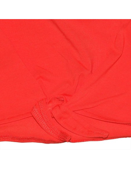 T-shirt neonata rossa con dettaglio annodato  - Vendita Moda sportiva