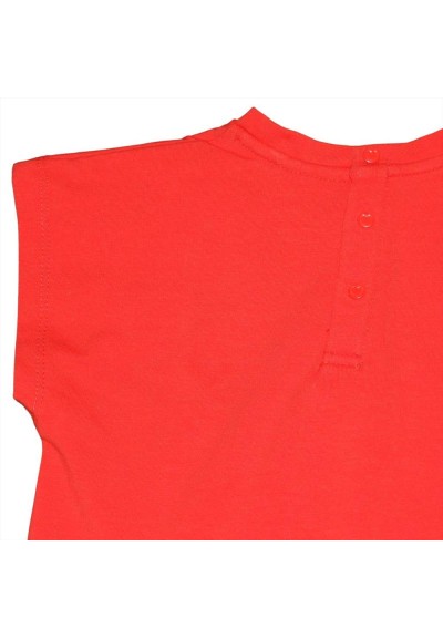 T-shirt neonata rossa con dettaglio annodato  - Vendita Moda sportiva