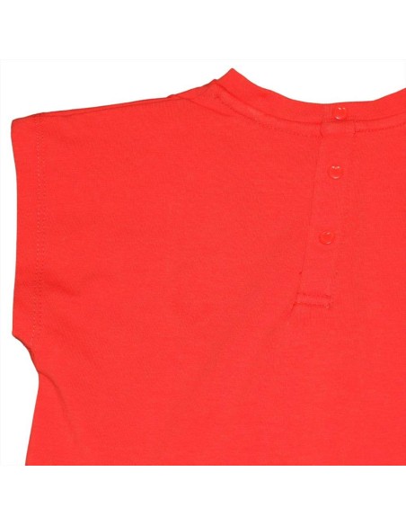 T-shirt neonata rossa con dettaglio annodato  - Vendita Moda sportiva