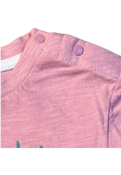 T-shirt neonato Birba rosa cotone con stampa estiva "Green Immersion" 