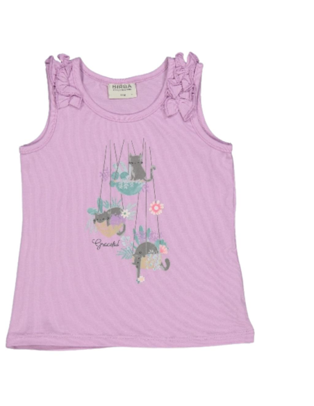 Canotta lilla con volant su spalle  - Vendita Moda sportiva