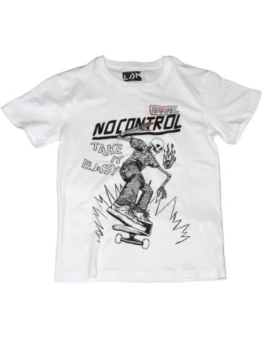 T-shirt bianca per bambino e ragazzo con stampa nera  - Vendita Moda s