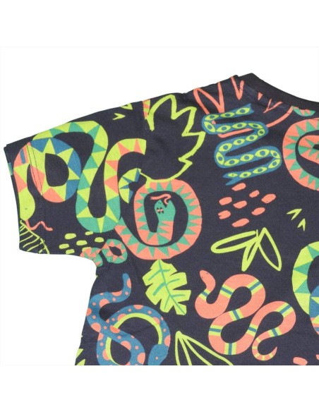 T-Shirt bambino in cotone, Losan con fantasia serpenti  - Vendita Moda