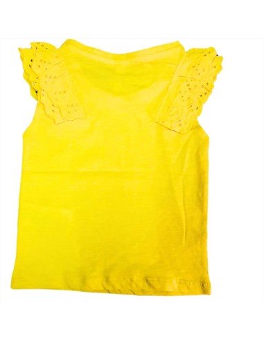 T-Shirt bambina gialla con maniche pizzo sangallo.  - Vendita Moda spo 2