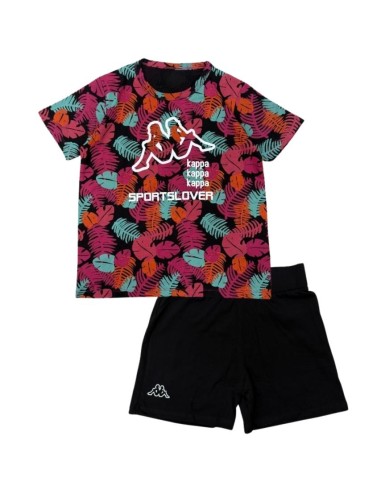 Completo sportivo bambina Kappa - T-shirt fantasia tropicale e shorts 