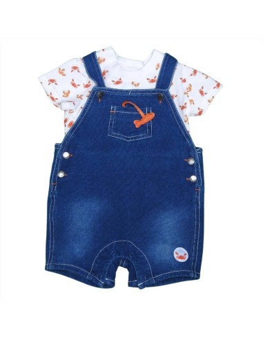 Completo Neonato "Piccolo Esploratore Marino" - Salopette in Jeans e T