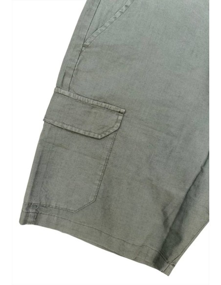 Bermuda Cargo Verde Oliva Uomo con Tasche Multiple  - Vendita Moda spo