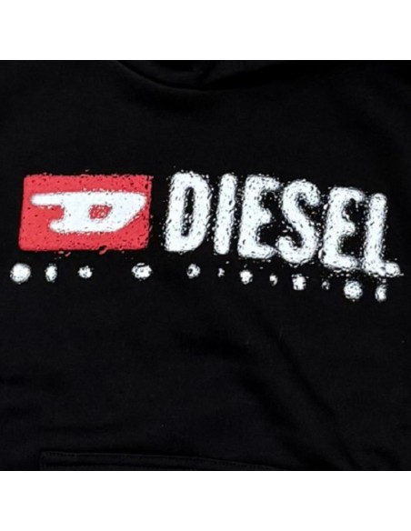 Felpa nera con cappuccio Diesel per ragazzi – Comfort e stile mezza st