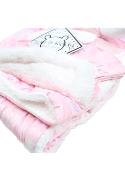 Copertina Pile Rosa con Doudou Coniglietto – Interno Peloso Sherpa  - 
