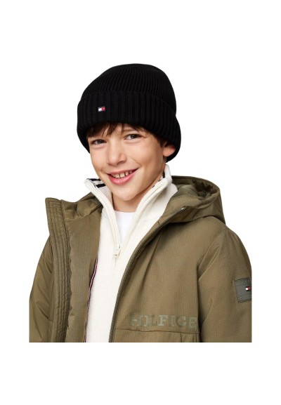 Berretto Tommy Hilfiger blu unisex con risvolto caldo – Bambini e raga