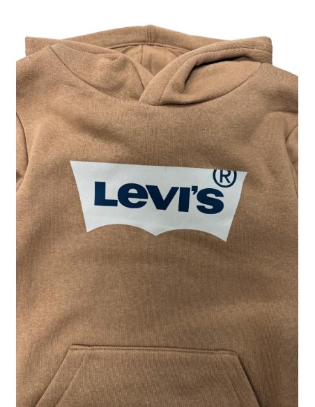 Felpa Levi's Unisex per Ragazzi Marrone Chiaro con Logo Blu  - Vendita